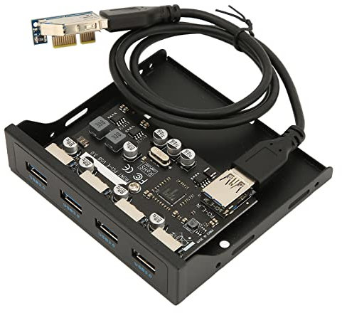 Panneau Avant PCIE vers USB 3.0 PC, Panneau Avant PC 3,5 Pouces Adaptateur PCIE USB avec 4 Ports de Sortie USB3.0, étend Le Châssis du Lecteur Optique