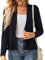GRACE KARIN Damen Langarmstrick Lässig Stylich Gestrick Shrug Modern Einfarbig Bolero mit Rüschensaum Elegant Leicht Tops XXL Schwarz