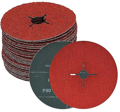Molatool 10 dischi abrasivi in fibra ceramica, 180 mm, P80