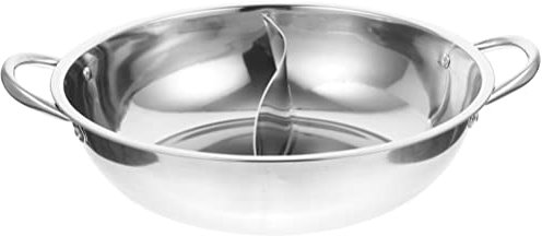 Edelstahl Hot Pot Topf mit Trennwand und Griff Silber Geschenkideen