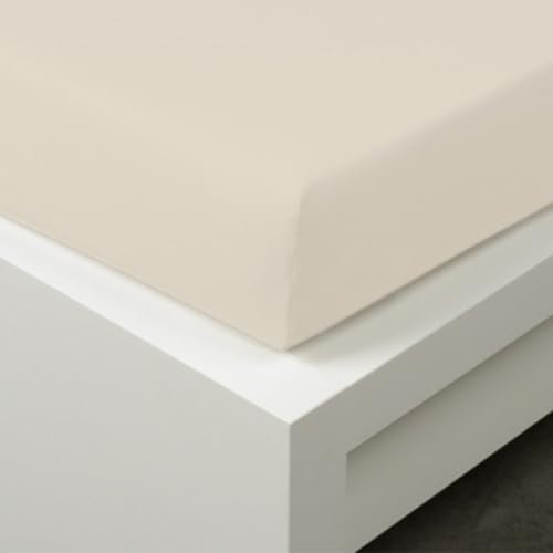 Tibex, Spannbettlaken De Luxe, Beige Betttuch - 180x200 cm und 200x220 cm, Bettlaken mit Gummizug, Spannbetttuch bis 30 cm Matratzenhöhe, Baumwolle 95%, 5% Elastan