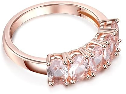 Jeulia Ovaler Morganit-Ring aus Sterlingsilber für Damen, Verlobungsversprechen, Jubiläumsringe, Roségoldringe für ihre Teenager-Mädchen mit Schmuckschatulle (Roségold, 67(21.4))