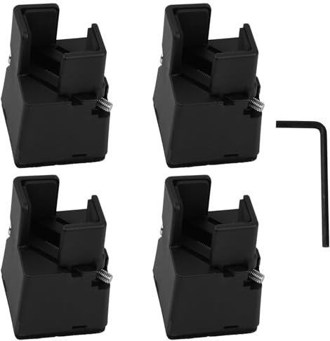 Wisebom Verstellbare Betterhöhung Möbelerhöhung 5 cm mit Schraubklemme, Betterhöher 2 Zoll Schwerlast Stuhlerhöhungen, 4 Stück Möbelerhöher für 0,8-1,6'' Breite Quadrat & Runde Stuhlbein, Schwarz