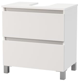 Baikal Mueble de Baño Zia. Mueble de Suelo con Patas. Mueble para Debajo del Lavabo. Armario de Baño de 2 Cajones para Mayor ergonomía. Mueble MONTADO. Blanco