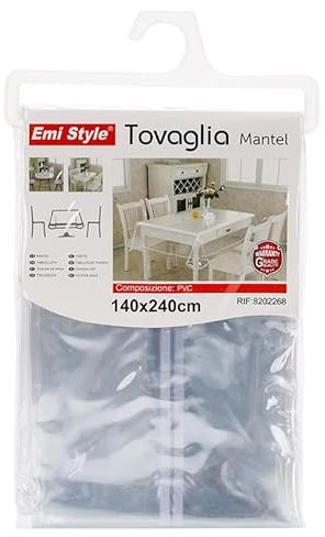 A2ZWORLD Transparente rechteckige PVC-Tischdecke, wasserdichte, schützende, plastifizierte Tischdecke, leicht zu reinigen (140 x 240 cm)