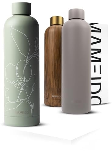 MAMEIDO Gourde Isotherme 750ml - Bouteille Isotherme inox, étanche, sans BPA, conserve le froid à 24h, la chaleur 12h (Wild Blossom, 0,75l)