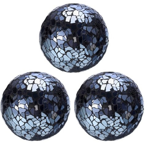 Sourcing Map 3Pcs Decorative Glass Balls, 8cm Bright Black Orbs, Centerpiece Balls for Decor, Bowls, Vases, Dining Table, Party