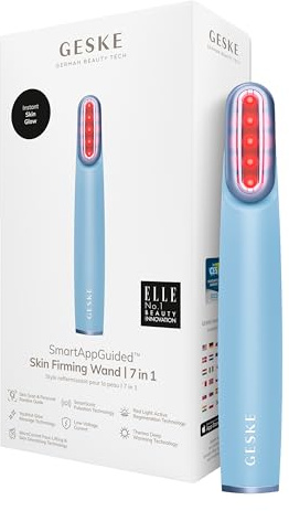 GESKE Skin Firming Wand | 7 in 1 | Anti-Aging | Mikrostrom Facelift | Reduziert Alterserscheinungen | Fortschrittlicher Facial Firmer | Red LED Light Technology | Flexibler Kopf