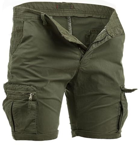 Instinct Bermuda Uomo Cargo Pantaloncini con Tasche Laterali Shorts Pantaloni Corti Slim Fit Multi-Tasche in Cotone Tasconati 50, Army K-830