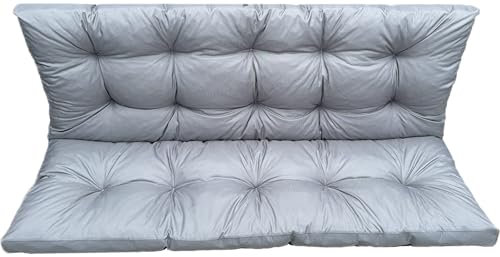 IN WOHO Hollywoodschaukel Auflage Outdoor Sitzkissen Gartenbankauflage Bankauflage Wasserabweisend Gartenbank Sitzkissen Bank Gartenbank Auflage Bankkissen Sitzauflage Bank 150x60x50 Grau