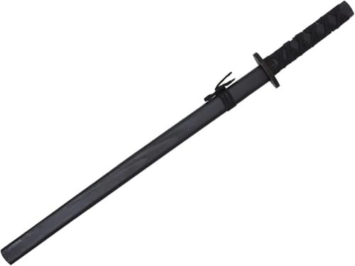 Épée Samouraï en Bois Sabre Katana pour Enfants, Longsword Jouet d'extérieur pour Cosplay Halloween Carnaval, 55cm (Noire)