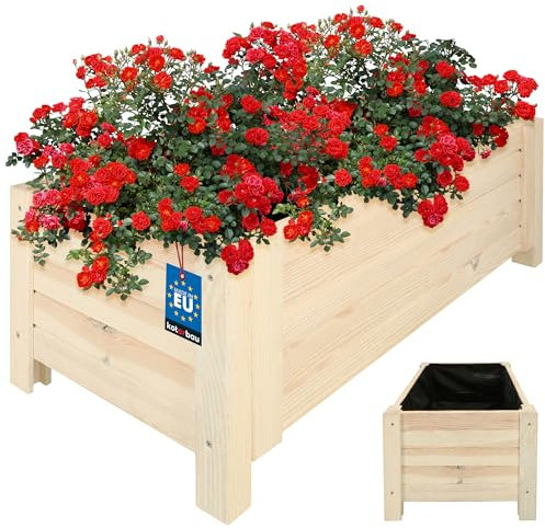 KOTARBAU® Pot de Fleurs Jardinière Bois Extérieur de 79 x 39 cm Blanc |Boîte de Jardin pour l'Extérieur |Bac Bois à Fleurs |Jardinière Bois Extérieur |Support pour Plantes de Balcon |Jardinière Bois