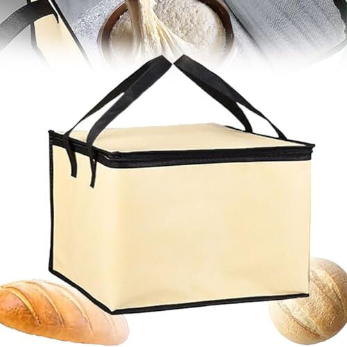 QIeAUy Faltbarer Hefe-Brot-Gärschrank, Haushalts-Teigfermenter, Perlmuttartiges Aluminiumfolienmaterial + Effiziente Fermentation + 3 Schichten Verdickung + Hitze- Und Kältekonservierung,Beige