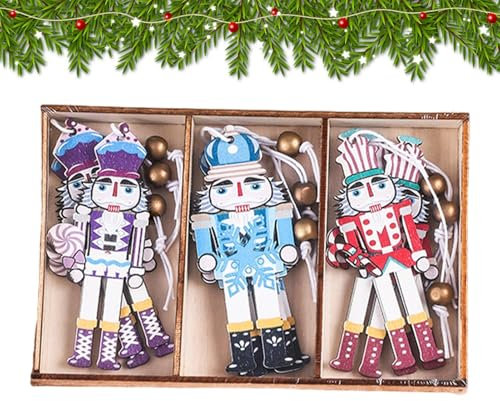 XIAOXIAOYU Nutcracker Ornament Set of Nutcracker Christmas Ornaments - Small Soldier Ornament, Colour Print Christmas Tree Decoration Accessories for Children, Adults and All