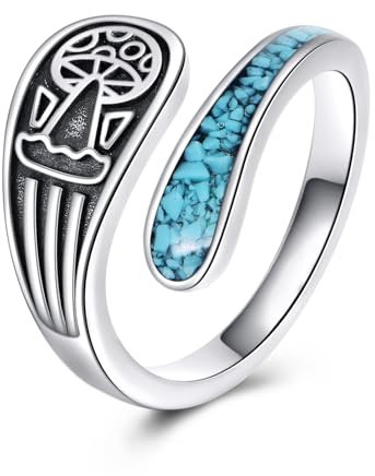 URONE Pilz Löffel Ring Silber 925 Pilz Ring Offen Einstellbar Pilz Schmuck Geschenke