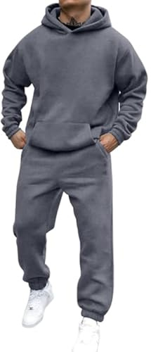 Battnot Jogginganzug Herren Sportbekleidung Trainingsanzug Herren Einfarbig Hoodie Mit Kapuze Langarm Mit Taschen Hausanzug 2-Teilig Kapuzenpullover Jogginghose Jogginganzug Set Klassisch Sportanzug