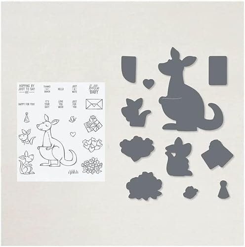 XIANMY Transparente Stempel, Aufkleber, Stanzform, Känguru-Muster, Schablone, Siegel, Prägeschablone, Scrapbooking, Dekoration, Basteln, Fotoalbum