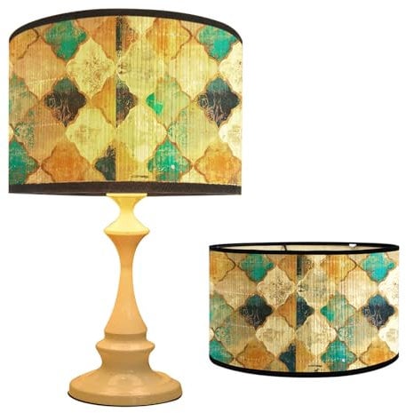 RANJIMA Lampenschirm für Tischlampe, Lampenschirm Retro, Ø 30cm, Wandleuchten Dekorative Lampenschirme Großer Kerzenlampenschirm Pendelleuchtenschirm, Ersatzlampenschirm Hänge- und Stehlampe, Rund