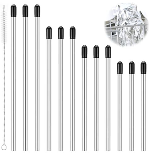 AOZUO 13 Stück Edelstahl Flaschenhalter Spülmaschineneinsatz für Besteckkorb Spülmaschine Rostschreck Spülmaschine Zubehör Mit Silikonkappen Für Alle Geschirrkörbe (15.4/18.4/22/26.9cm)