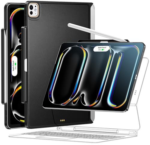MATEPROX Coque Compatible avec iPad Pro 13 Pouces (M4, 2024) Étui Compatible avec Magic Keyboard et Apple Pencil 2, Protection Magnétique Housse de Tablette Fine, Noir (Clavier Non Inclus)
