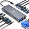 Docking station USB C Dual Monitor, adattatore multiporta USB C Hub 14 in 1 con 2 HDMI, VGA, Ethernet, 6 porte USB C/A, PD da 100 W, lettore di schede SD/TF, audio/microfono, compatibile per MacBook,