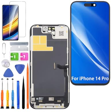 HLYGZX Display Bildschirm für iPhone 14 Pro A2890 A2650 A2889 A2892 | mit Reparatur Kit,HD Display,Bildschirm Ersetzen