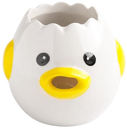 Rfeeuubft Cute Egg Separator, Ceramics Vomiting Chicken Egg Yolk White Separator, Practical Household Small Egg Filter Splitter