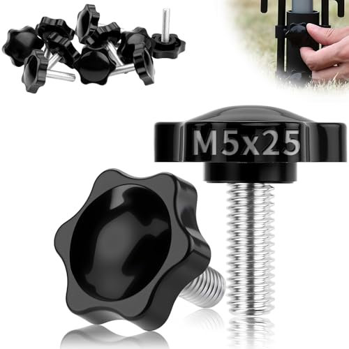 TXXATX Tornillo Moleteado M5x25 mm Tornillos de Mariposa 12 Piezas Tornillo de Estrella M5 Tuerca de Estrella con Mango Botón Sujeción para Máquina Herramienta Apretar Aparatos Instrumento