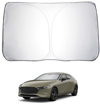 LUWU Parasol Coche Compatible con Mazda 3 IV 2019-2024 2025 Plegable Protección Solar para Parabrisas con Protección Solar y Aislamiento Térmico Protección UV Mazda 3 BP Accesorios