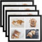 bomoe 4x Bilderrahmen Collage für 4 Fotos 10x15 cm – Fotorahmen Collage aus Holz, Kunststoffglas, Metall-Aufhängung & Passepartout Multirahmen für Bilderrahmen Set – Bilderrahmen 10x15 Schwarz Galeria