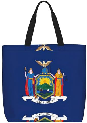 Pidgazdfgv Einkaufstasche mit New Yorker Staatsflagge, umweltfreundlich, für Schule, Arbeit, Laptop, Damen, Mädchen, Handtasche für den Alltag