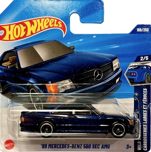 Hot Wheels - '89 Mercedes-Benz 560 SEC AMG - JBB85 - Wild Widebody 2/5 - Dark Blue Luxury Coupe in 1:64 Scale, Officially Licensed Mercedes Model - Mattel 2025 (186/250) - 1:64