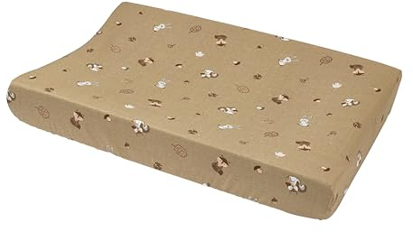 Meyco Baby Wickelauflagenbezug Jersey - 50x70cm - Spannbetttuch Wickelunterlage - 100% Baumwolle - Oeko Tex zertifiziert - weich & hautfreundlich - waschmaschinenfest - Forest Animals - Sand