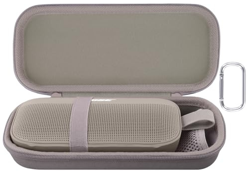 Aenllosi Hard Protective Case for Bose SoundLink Flex 2nd Gen, Sandstone | EVA Hard Shell Protection, Splash-Resistant Exterior, Mesh Pocket for Accessories, Elastic Straps Hold Device, Case Only