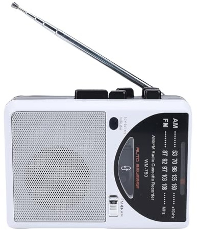 HELEVIA Retro-Kassettenrekorder, Tragbarer AM-FM-Radio-Kassettenspieler mit Auto-Reverse-Funktion und Integriertem Lautsprecher, für den Heim- und Gartengebrauch