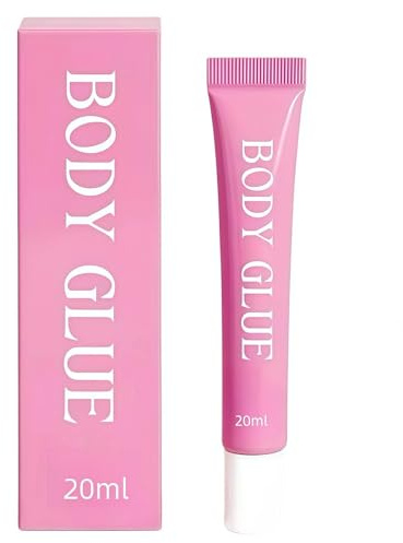 Body Glue for Skin & Clothes, Clear Invisible Body Glue, Secure Straps & Low Collars, Socks, 20ml