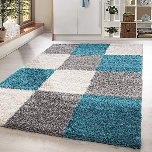 HomebyHome Shaggy Teppich Läufer Flur 80 x 150 cm - Shaggy Teppich Hochflor Türkis Extra Weich und Flauschig - Bettvorleger Teppiche für Schlafzimmer - Waschbarer Küchenläufer - Carpet, Halı, Kilim