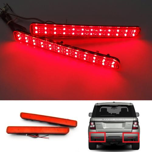 2x Red Lens Rear Bumper Reflector LED Fog Tail Stop Brake Light DRL For Discovery 3 4 2009-13 RR Sport L320