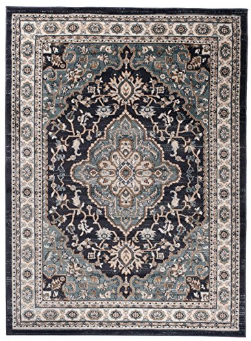 Carpeto Orientteppich Teppich Schwarz 200 x 300 cm Medaillon Klassisch Muster - Wohnzimmer Schlafzimmer Esszimmer