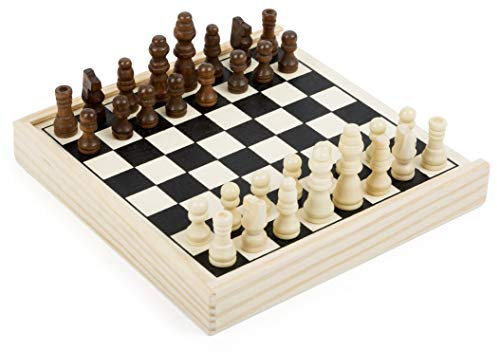 small foot Schach to go aus Holz, 100% FSC Zertifiziert, Holzbox zum Mitnehmen, Art.-Nr. 11209