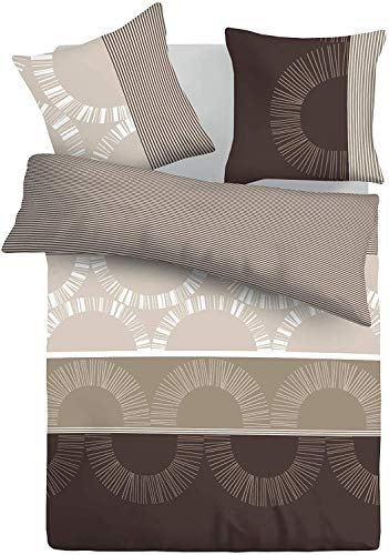 Schlummerglück Original Bettwäsche mit zeitlos modischen Motiven, Qualitätsware zum attraktiven Preis, 100% Baumwolle, Verschiedene Modelle und Qualitäten verfügbar (Mochaccino 155/220)
