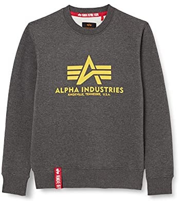 Alpha Industries Herren Basic Pullover Sweatshirt, Blickdicht, Charcoal Heather, S