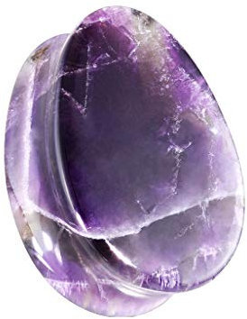 beyoutifulthings Ohr-Plug Tränen-Tropfen Amethyst-Stein Ohr-Piercing Ohr-Schmuck Ohr-Tunnel Double Flared Sattel-Verschluss 6mm