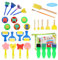 PHOGARY 29 Pièces Éponges de Peinture pour Enfants Éponge Brosses de Peinture Enfant Ensemble Pinceaux, Art DIY Outils de Peinture d'apprentissage Précoce d’Enfant