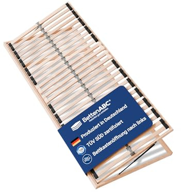BettenABC - 7-Zonen-Lattenrost Madera mit Bettkastenfunktion - 90x220cm - Lieferung per Spedition - Öffnung nach Links - Schulter- und Beckenkomfortzone - hergestellt aus Schicht- & Buchenholz