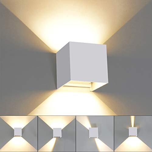 HAWEE Moderno Lampada da Parete LED Applique da Parete Angolo del Fascio Regolabile Alluminio Lampada da Muro Impermeabile IP65 per Bagno Camera da Letto Corridoio Soggiorno Scale, 6W 3000K