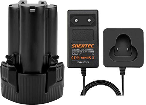 Shentec 10,8V 3,0Ah Li-ion Batteria compatibile con Makita BL1013 BL1014 194550-6 194551-4 195332-9 and One Caricabatterie