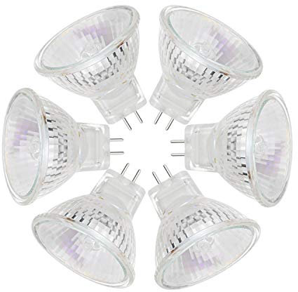 EKSAVE MR11 Halogen Bulbs 12V 20W GU4 Bi-Pin Base Spotlight Dimmable Glass Cover 35mm Diameter Warm White 2700K(Pack of 6)