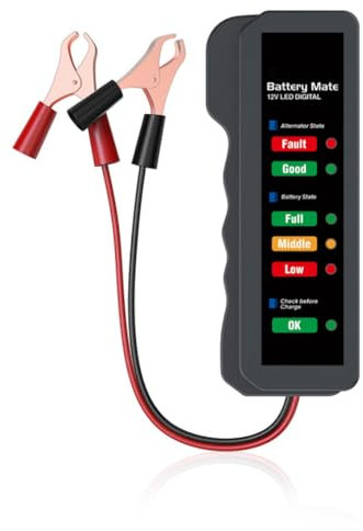 Akozon Car Battery Tester, 12V Automotive Car Battery Load Tester 6LED Lights Display Alternator State Check Automotive Diagnostic Tool Test Scan Tool Digital Battery Analyzer