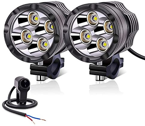 YnGia Fari fendinebbia universali per moto, 12 V, 24 V, luci stroboscopiche per moto, ATV, SUV, camion, barca, quad, scooter, auto, bici